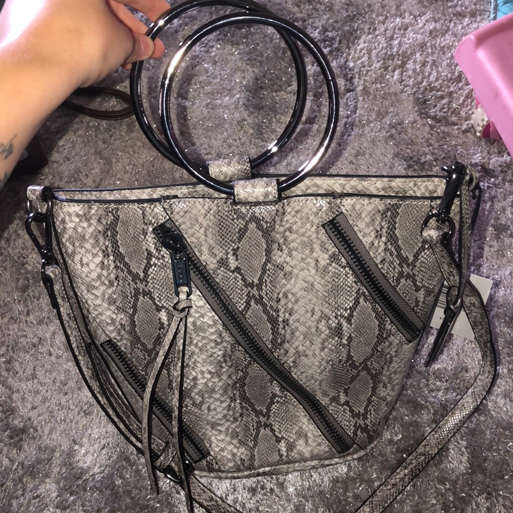 grey snake skin purse